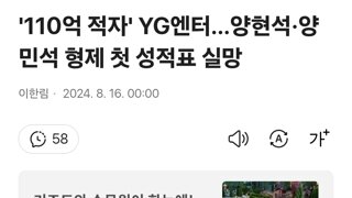 '110억 적자' YG엔터…양현석·양민석 형제 첫 성적표 실망