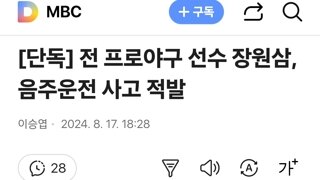 전 프로야구 선수 장원삼, 음주운전 사고 적발