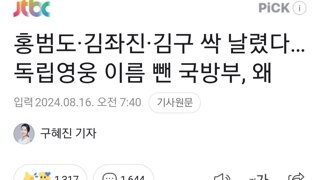 홍범도·김좌진·김구 싹 날렸다…독립영웅 이름 뺀 국방부, 왜