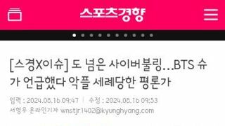 도 넘은 사이버불링…BTS 슈가 언급했다 악플 세례당한 평론가