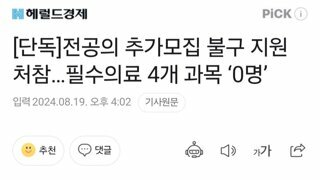 단독]전공의 추가모집 불구 지원 처참…필수의료 4개 과목 ‘0명’