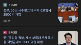 정부, 세수펑크로 우체국 보험에서 2500억 차입