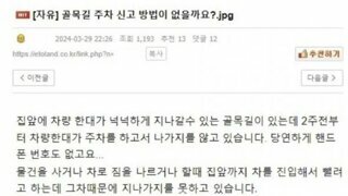 골목 불법주차 하소연 글에 달린 살벌한 댓글