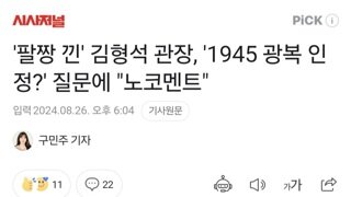 '팔짱 낀' 김형석 관장, '1945 광복 인정?' 질문에 