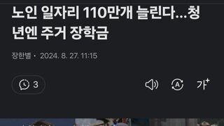 노인 일자리 110만개 늘린다…청년엔 주거 장학금