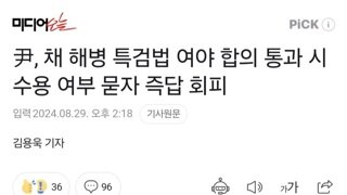 尹, 채 해병 특검법 여야 합의 통과 시 수용 여부 묻자 즉답 회피