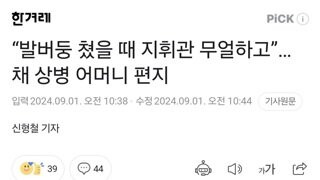 “발버둥 쳤을 때 지휘관 무얼하고”… 채 상병 어머니 편지