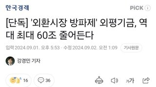 [단독] '외환시장 방파제' 외평기금, 역대 최대 60조 줄어든다