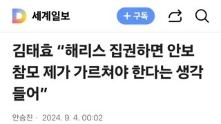 김태효 “해리스 집권하면 안보 참모 제가 가르쳐야 한다는 생각 들어”