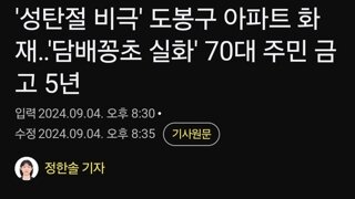 '성탄절 비극' 도봉구 아파트 화재‥'담배꽁초 실화' 70대 주민 금고 5년