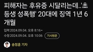 피해자는 후유증 시달리는데‥'초등생 성폭행' 20대에 징역 1년 6개월