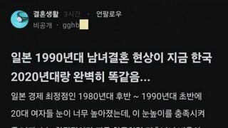 블라) 일본 90년대 결혼현상이 지금 한국 20년대랑 똑같음.jpg