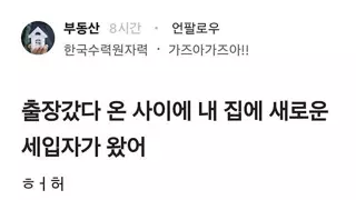 출장 간 사이에 집에 새로운 세입자가 들어옴