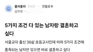 36세 초등학교 여교사가 바라는 신랑감