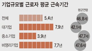 2023년 기업규모별 평균 근속기간