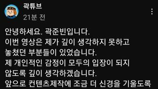 곽튜브 해명글과 댓글