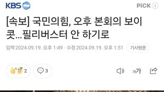 [속보] 국민의힘, 오후 본회의 보이콧…필리버스터 안 하기로