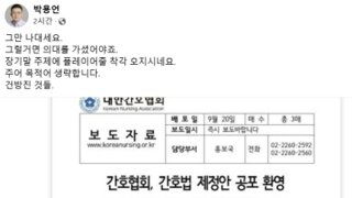 간호법 제정안 공포 환영 소식에 의협 부회장 반응