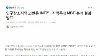 인구감소지역 과반은 'INTP'…지역특성 MBTI 분석 결과 발표