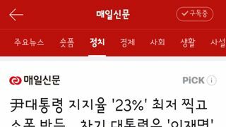 尹대통령 지지율 '23%' 최저 찍고 소폭 반등…차기 대통령은 '이재명' 1위