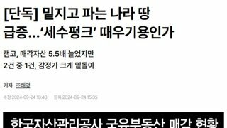 헐값에 팔려나가는 나라 땅 급증