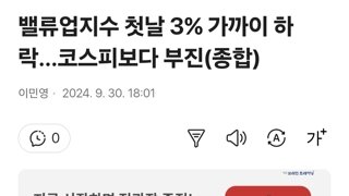 밸류업지수 첫날 3% 가까이 하락…코스피보다 부진(종합)