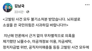 김남국 고발건 모두 불기소처분 국힘 사과하라