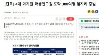 윤석열정부 과기원 연구원 포닥 300여명 일자리 증발