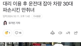 대리 이용 후 운전대 잡아 차량 30대 파손시킨 만취녀