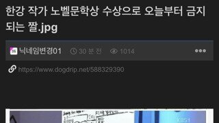 한강 작가의 노벨상 수상으로 오늘부터 금지되는 짤과 말