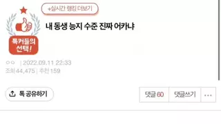 내 동생 지능 수준 어떡하냐 진짜