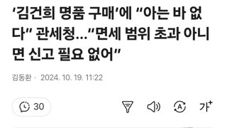 ‘김건희 명품 구매’에 “아는 바 없다” 관세청…“면세 범위 초과 아니면 신고 필요 없어”