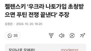 젤렌스키 '우크라 나토가입 초청받으면 푸틴 전쟁 끝낸다' 주장