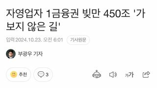 자영업자 1금융권 빚만 450조