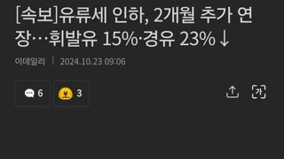 유류세 인하, 2개월 추가 연장…휘발유 15%·경유 23%↓