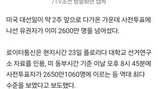 美 사전투표 '역대 최다' 2650만 명…트럼프 