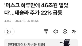 '머스크 하루만에 46조원 벌었다'…테슬라 주가 22% 급등