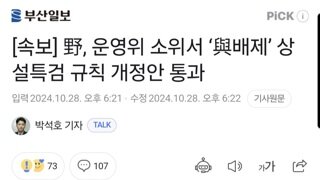 [속보] 野, 운영위 소위서 ‘與배제’ 상설특검 규칙 개정안 통과