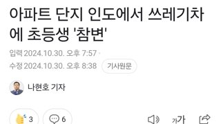 아파트 단지 인도에서 쓰레기차에 초등생 '참변'