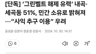 [단독] ‘그린벨트 해제 유력’ 내곡·세곡동 51%, 민간 소유로 밝혀져···“사익 추구 이용” 우려