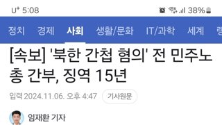 '북한 간첩 혐의' 전 민주노총 간부, 징역 15년