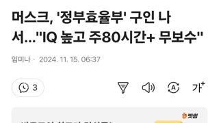 머스크, '정부효율부' 구인 나서…