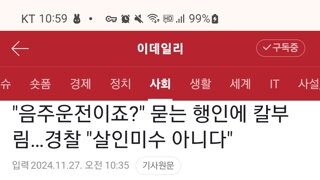 음주운전이냐고 묻는 행인에게 칼 휘두른 조폭, 경찰은 