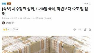 [속보] 세수펑크 심화, 1∼10월 국세, 작년보다 12조 덜 걷혀