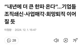 “내년에 더 큰 한파 온다”…기업들 조직쇄신·사업매각·희망퇴직 이어질 듯