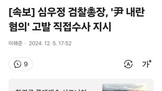 [속보] 심우정 검찰총장, '尹 내란 혐의' 고발 직접수사 지시