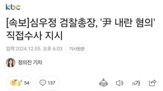 [속보]심우정 검찰총장, '尹 내란 혐의' 직접수사 지시