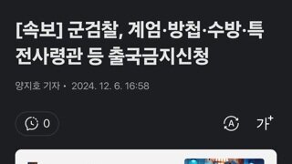 [속보] 군검찰, 계엄·방첩·수방·특전사령관 등 출국금지신청