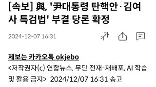 [속보] 與, '尹대통령 탄핵안·김여사 특검법' 부결 당론 확정