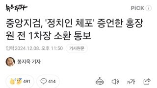 중앙지검, '정치인 체포' 증언한 홍장원 전 1차장 소환 통보